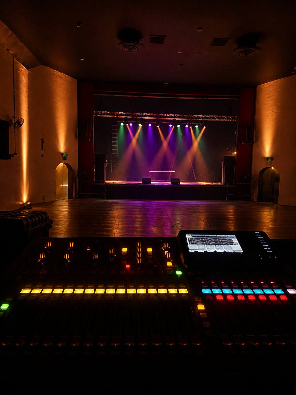 Sound board and stage at Teatro Azteca